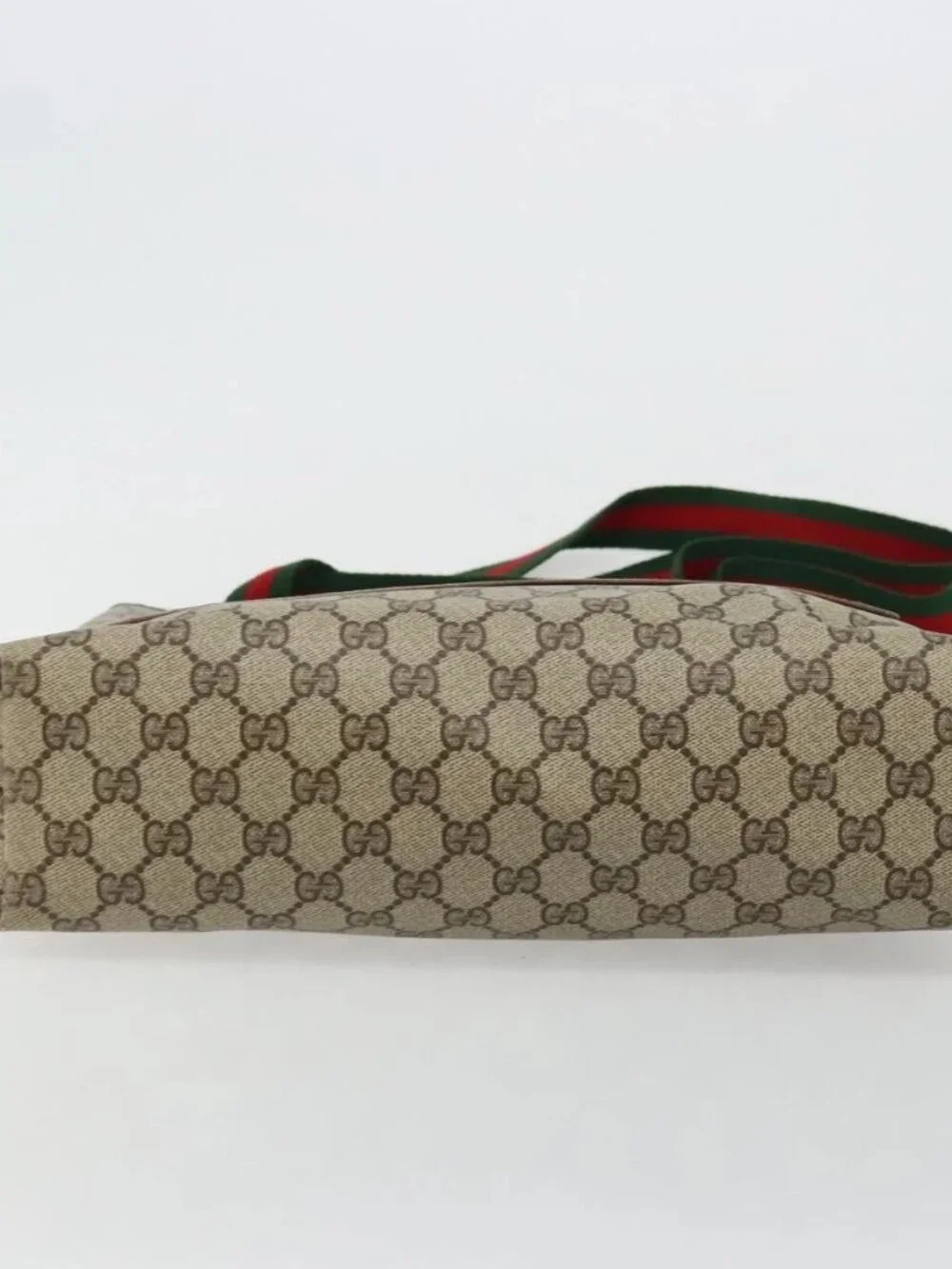 GUCCI GG Supreme Web Sherry Line Bag PVC Beige Red Green 39 02 003 Auth
